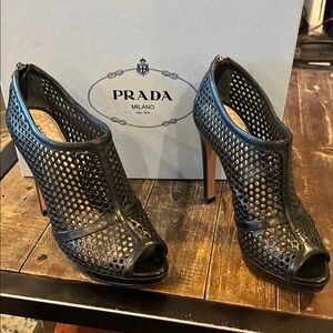 Prada Black Mesh Stiletto Heels